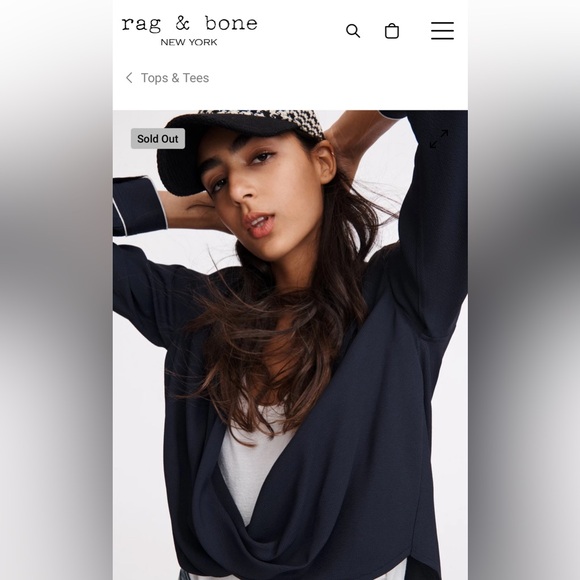 rag & bone | Dean Drape Front Blouse in Salute Navy | Sz M - Picture 5 of 7